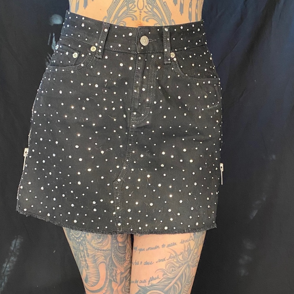 The Kooples Jeans Rhinestone denim skirt